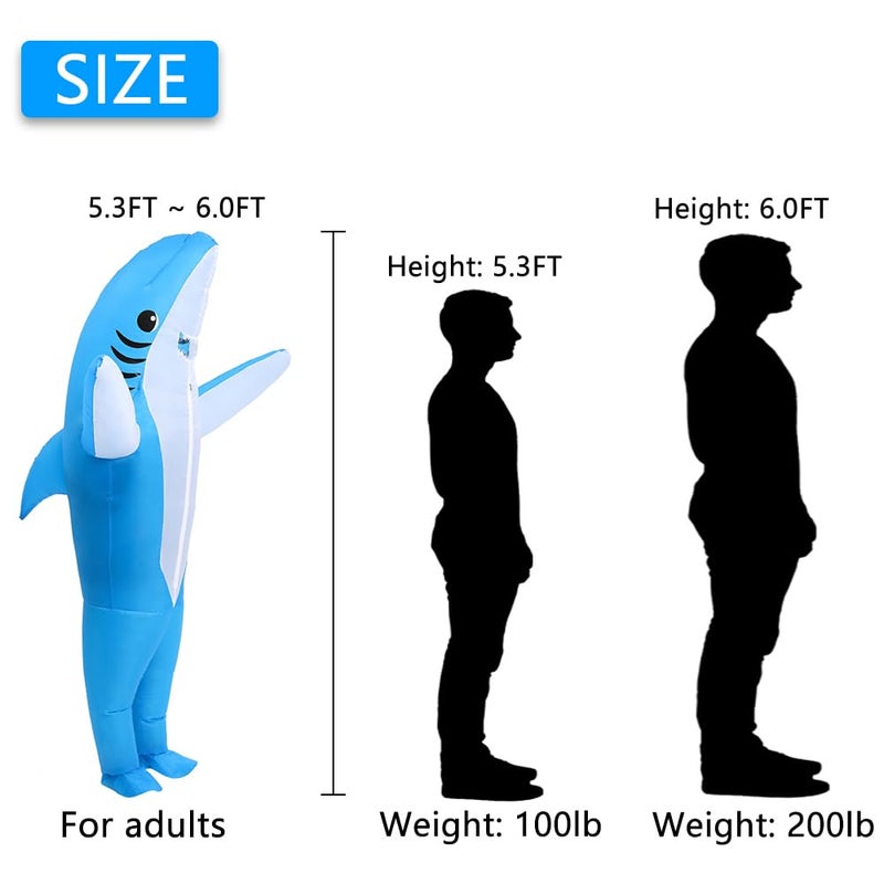 KMiKE Inflatable Shark Costume for Adult Funny Halloween Costumes Fantasy Cosplay Blow up Costume (Blue, Adult) - Image 3